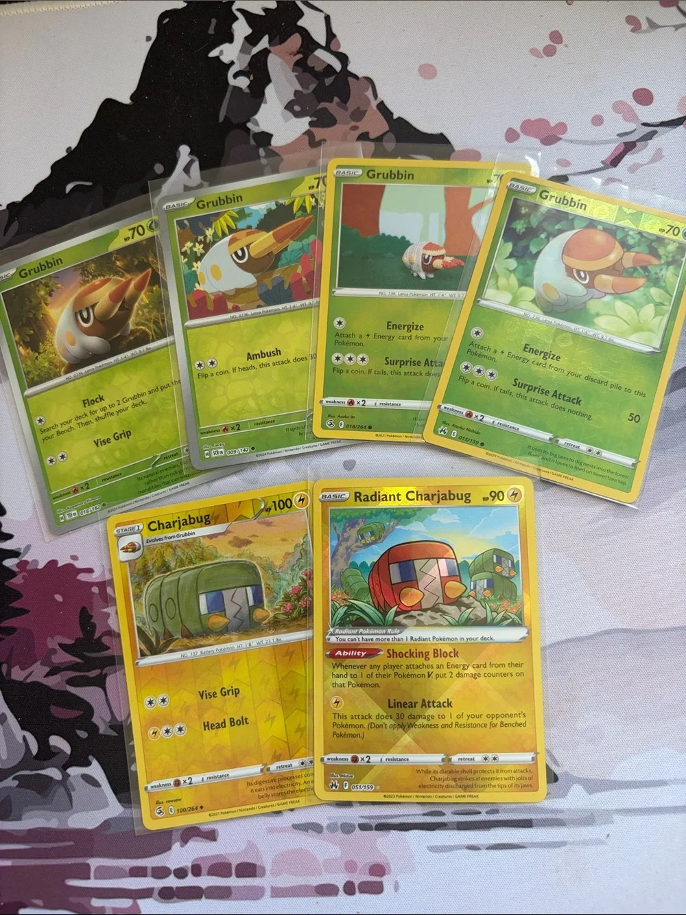 pokemon grubbin card 018/214 - RarityCommon Hit Points70 HP Colorless Flock Search your deck for up to 2 Grubbin and put them onto your Bench Grubbin Community Day Cards! :